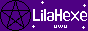 small image with purple background and white text reading LilaHexe in a pixel font. There is a Pentagram with a circle around it to the left and the smaller text uwu below. there are some stars around the text.
